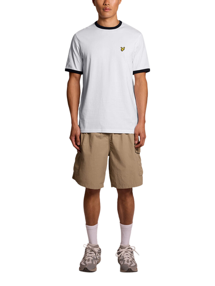 Lyle & Scott Ringer Cotton T-Shirt - view 2, White/Dark Navy