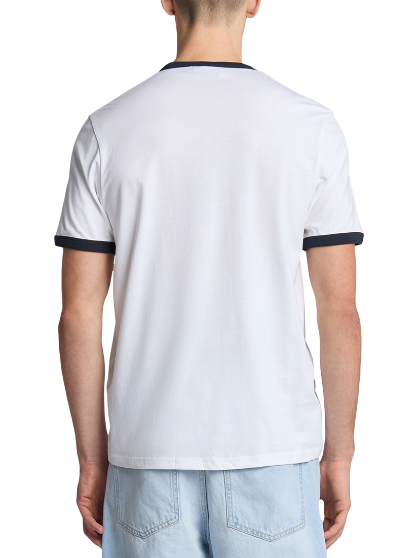 Product image 3 of 5, which shows Lyle & Scott Ringer Cotton T-Shirt, White/Dark Navy, XS