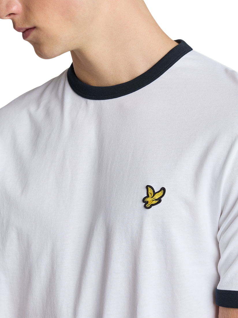 Product image 4 of 5, which shows Lyle & Scott Ringer Cotton T-Shirt, White/Dark Navy, XS