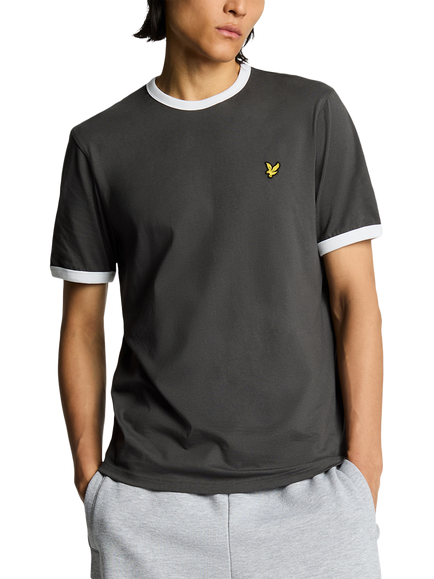 Lyle & Scott Ringer Cotton T-Shirt, Gunmetal/White