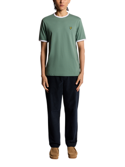 Lyle & Scott Ringer Cotton T-Shirt - view 2, Agave Green/White
