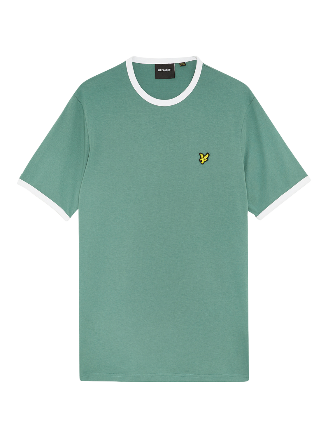 Product image 5 of 5, which shows Lyle & Scott Ringer Cotton T-Shirt, Agave Green/White, XS