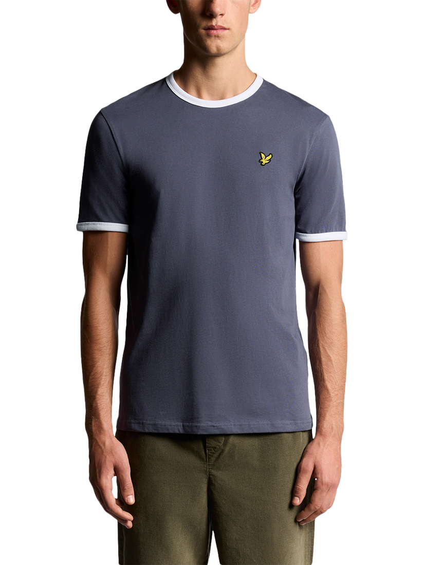 Product image 1 of 6, which shows Lyle & Scott Ringer Cotton T-Shirt, Graystone/White, XXL