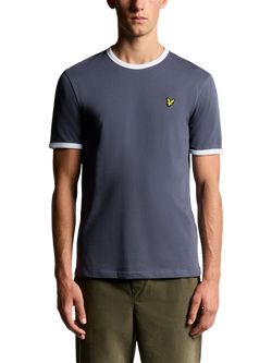Lyle & Scott Ringer Cotton T-Shirt, Graystone/White