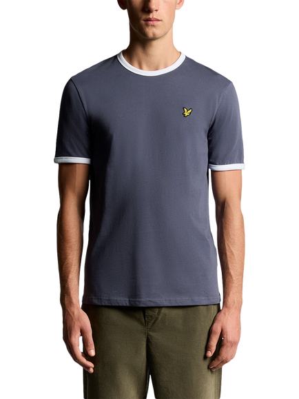 Lyle & Scott Ringer Cotton T-Shirt, Graystone/White