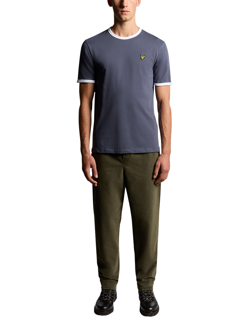 Product image 2 of 6, which shows Lyle & Scott Ringer Cotton T-Shirt, Graystone/White, XXL