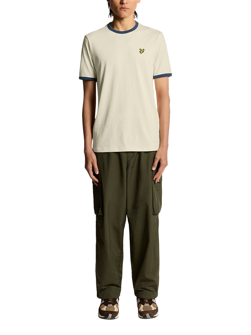 Product image 2 of 6, which shows Lyle & Scott Ringer Cotton T-Shirt, Drop Cloth/Sargasso, XS
