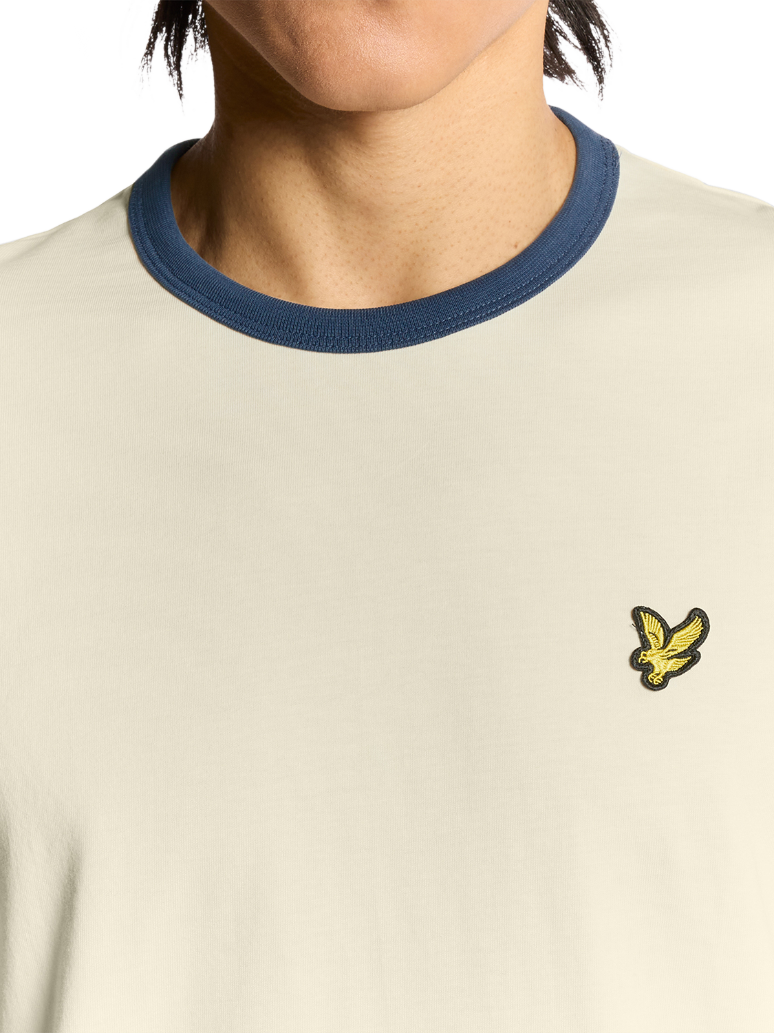 Product image 3 of 6, which shows Lyle & Scott Ringer Cotton T-Shirt, Drop Cloth/Sargasso, XS