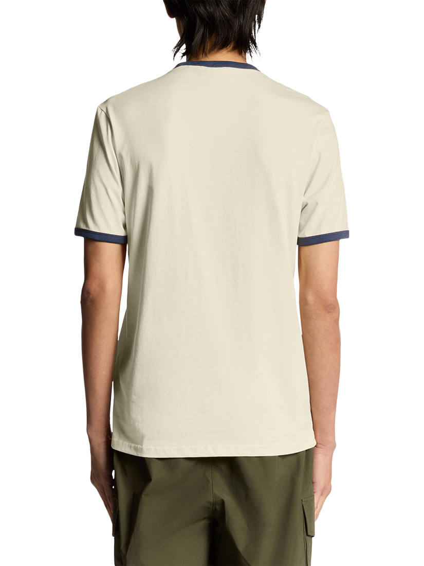 Product image 4 of 6, which shows Lyle & Scott Ringer Cotton T-Shirt, Drop Cloth/Sargasso, XS