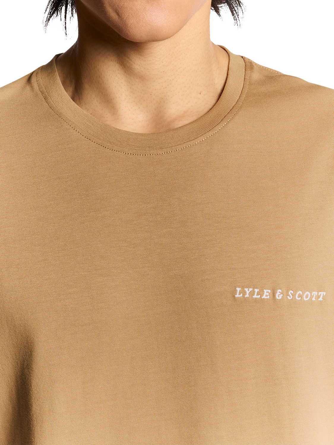 Product image 3 of 6, which shows Lyle & Scott Script Cotton T-Shirt, Tigers Eye, XS