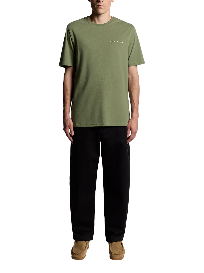 Product image 2 of 6, which shows Lyle & Scott Script Cotton T-Shirt, Fatigue Olive, XS