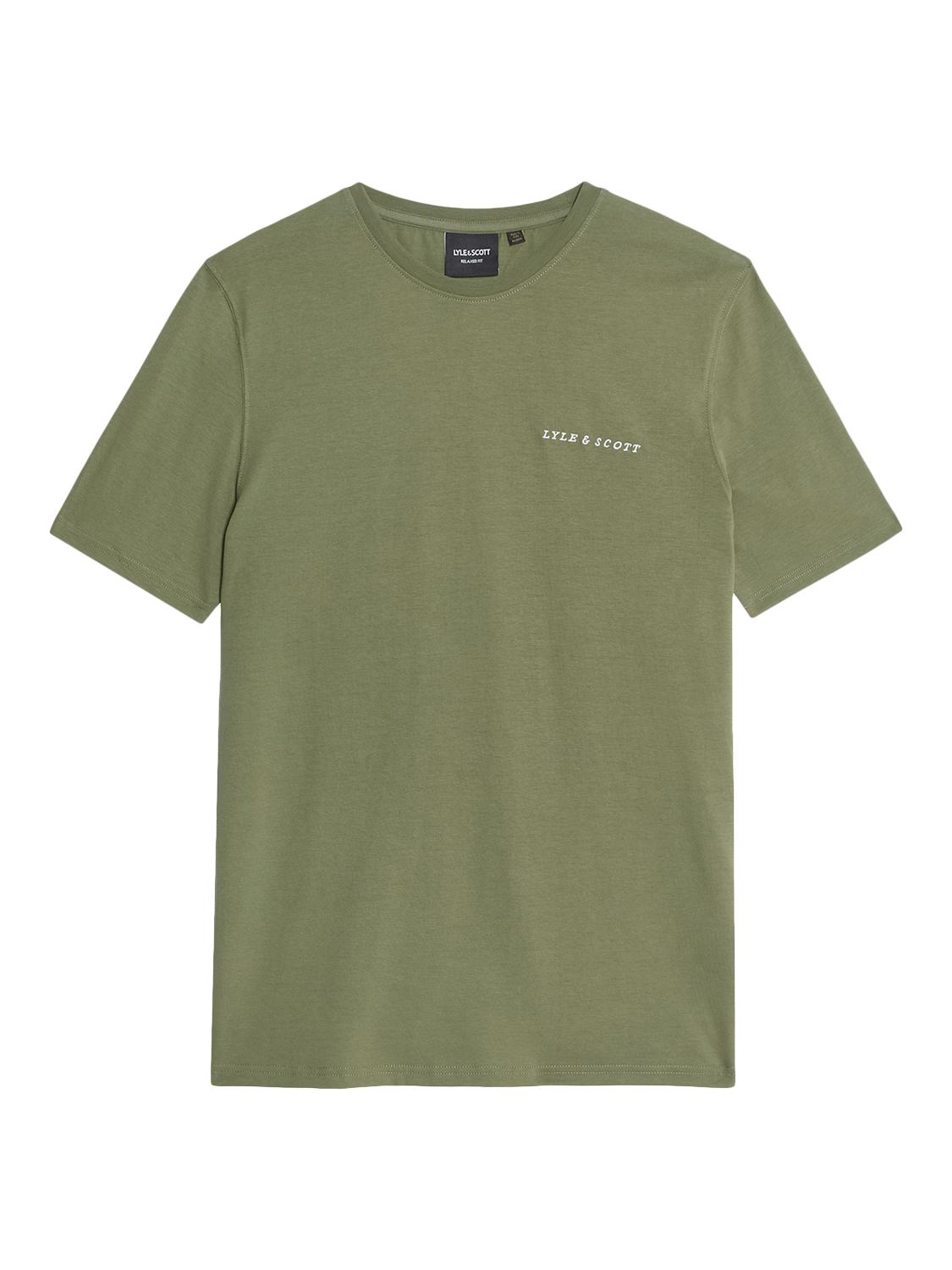 Product image 5 of 6, which shows Lyle & Scott Script Cotton T-Shirt, Fatigue Olive, XS