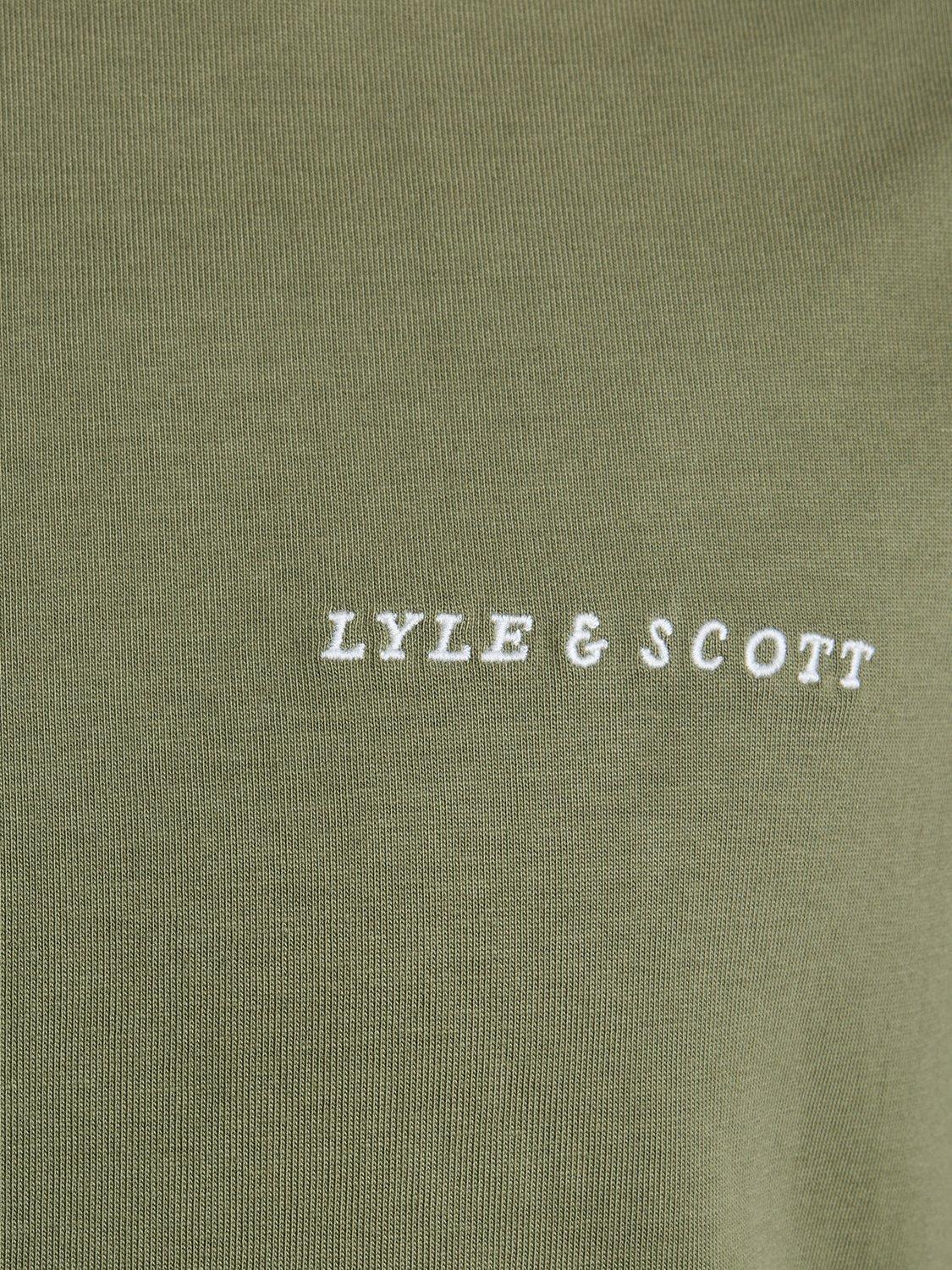 Product image 6 of 6, which shows Lyle & Scott Script Cotton T-Shirt, Fatigue Olive, XS