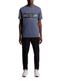Lyle & Scott Logo Graphic Print Cotton Blend T-Shirt - view 2, Steel Indigo