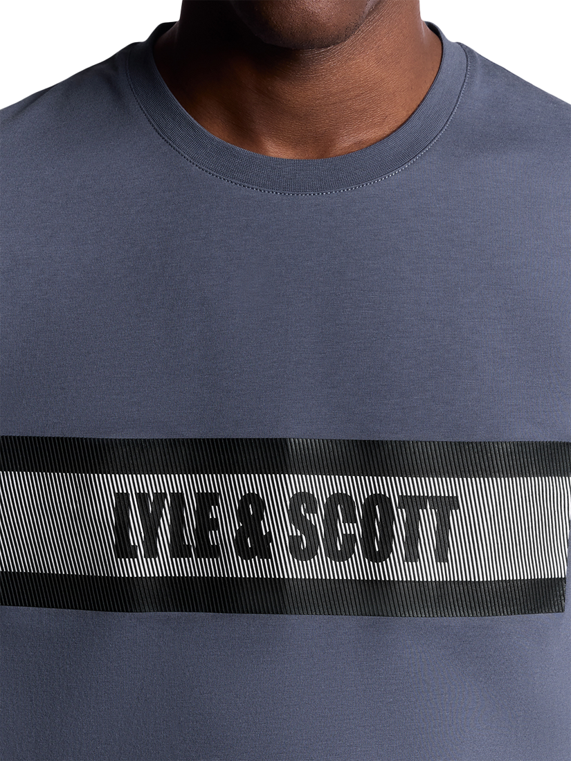 Product image 3 of 6, which shows Lyle & Scott Logo Graphic Print Cotton Blend T-Shirt, Steel Indigo, XXL