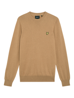 Lyle & Scott Crew Neck Cotton Merino Wool Blend Jumper, X851 Tigers Eye