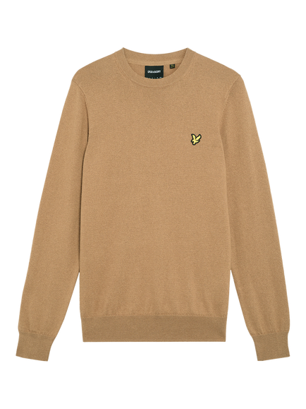 Lyle & Scott Crew Neck Cotton Merino Wool Blend Jumper, X851 Tigers Eye