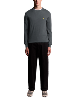 Lyle & Scott Crew Neck Cotton Merino Wool Blend Jumper - view 2, X878 Shadow