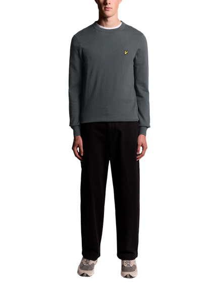 Lyle & Scott Crew Neck Cotton Merino Wool Blend Jumper - view 2, X878 Shadow