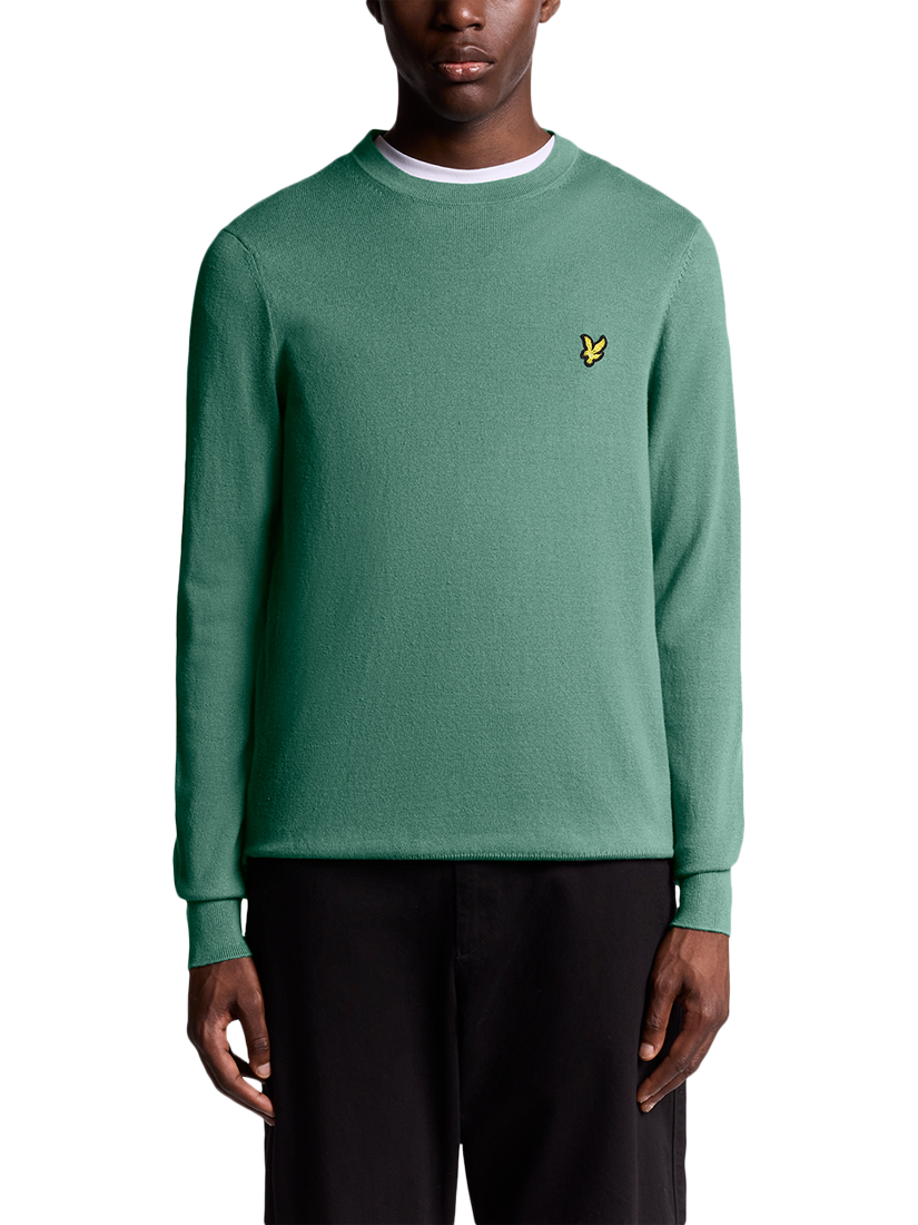 Product image 1 of 11, which shows Lyle & Scott Crew Neck Cotton Merino Wool Blend Jumper, Agave Green, XXL