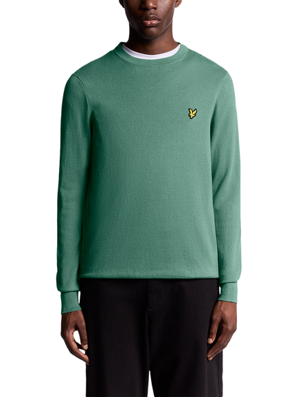 Lyle & Scott Crew Neck Cotton Merino Wool Blend Jumper, Agave Green, Agave Green