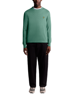 Lyle & Scott Crew Neck Cotton Merino Wool Blend Jumper - view 2, Agave Green