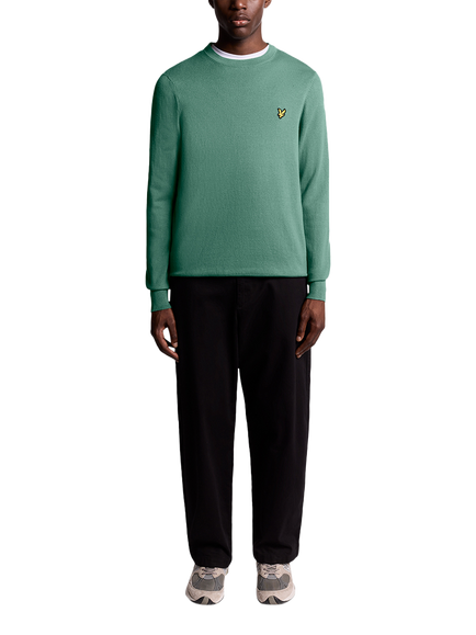 Lyle & Scott Crew Neck Cotton Merino Wool Blend Jumper, Agave Green - view 2, Agave Green
