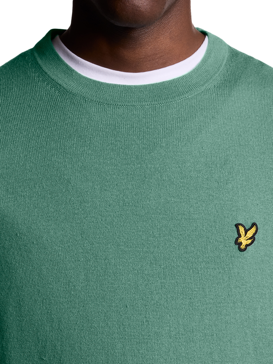 Product image 3 of 11, which shows Lyle & Scott Crew Neck Cotton Merino Wool Blend Jumper, Agave Green, XXL