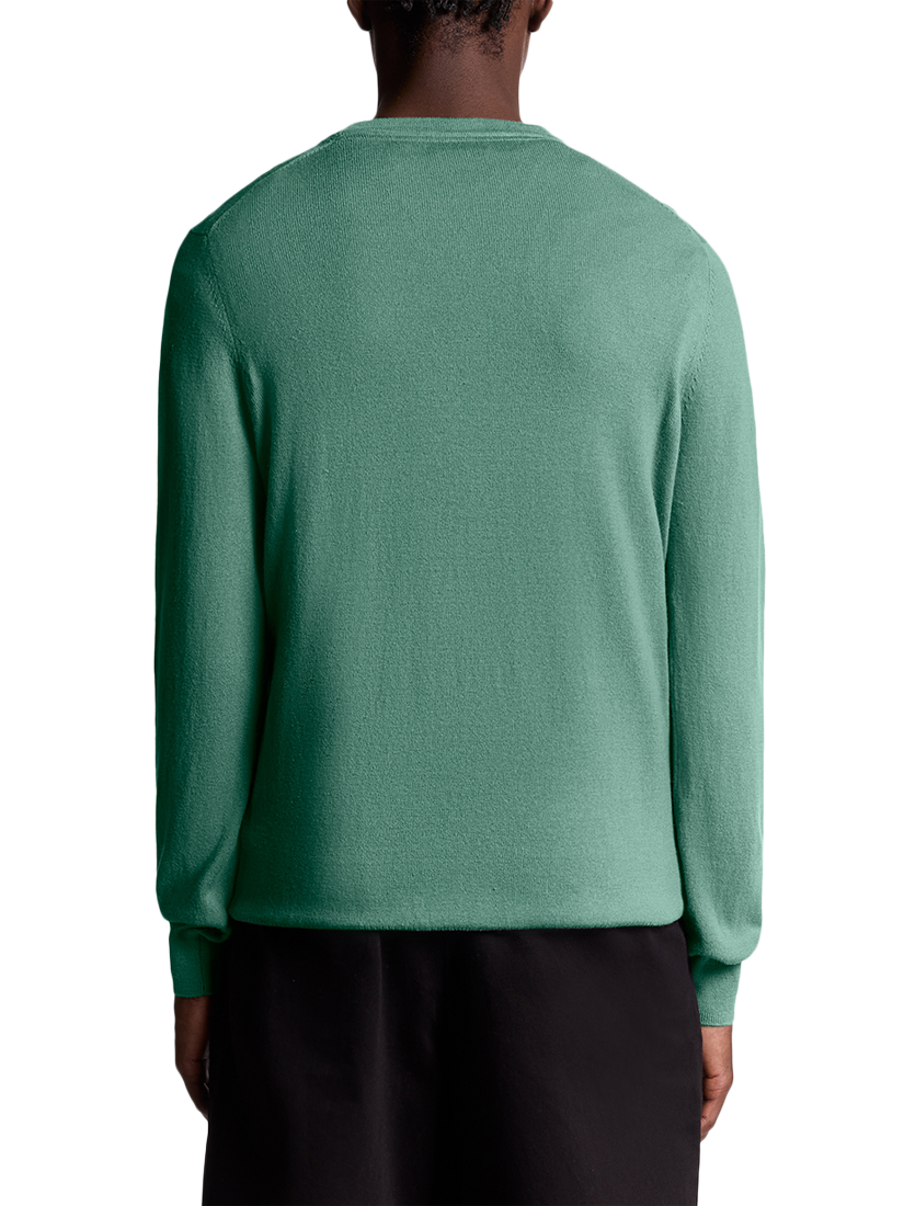 Product image 4 of 11, which shows Lyle & Scott Crew Neck Cotton Merino Wool Blend Jumper, Agave Green, XXL