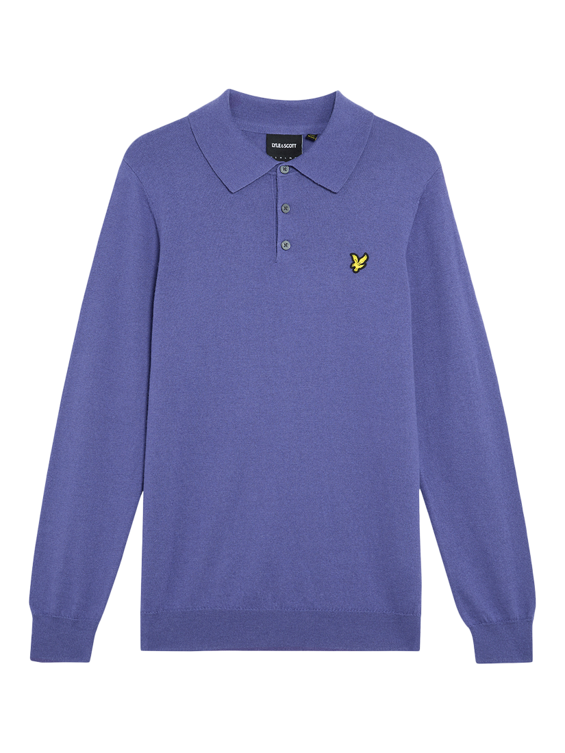 Lyle & Scott Long Sleeve Cotton Merino Wool Blend Polo Shirt
