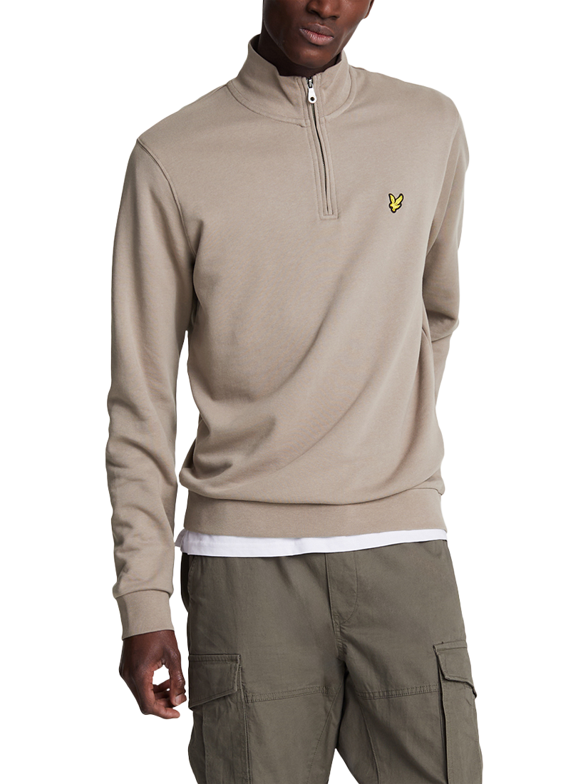 Product image 1 of 5, which shows Lyle & Scott Half Zip Cotton Merino Wool Blend Jumper, Cove, XL