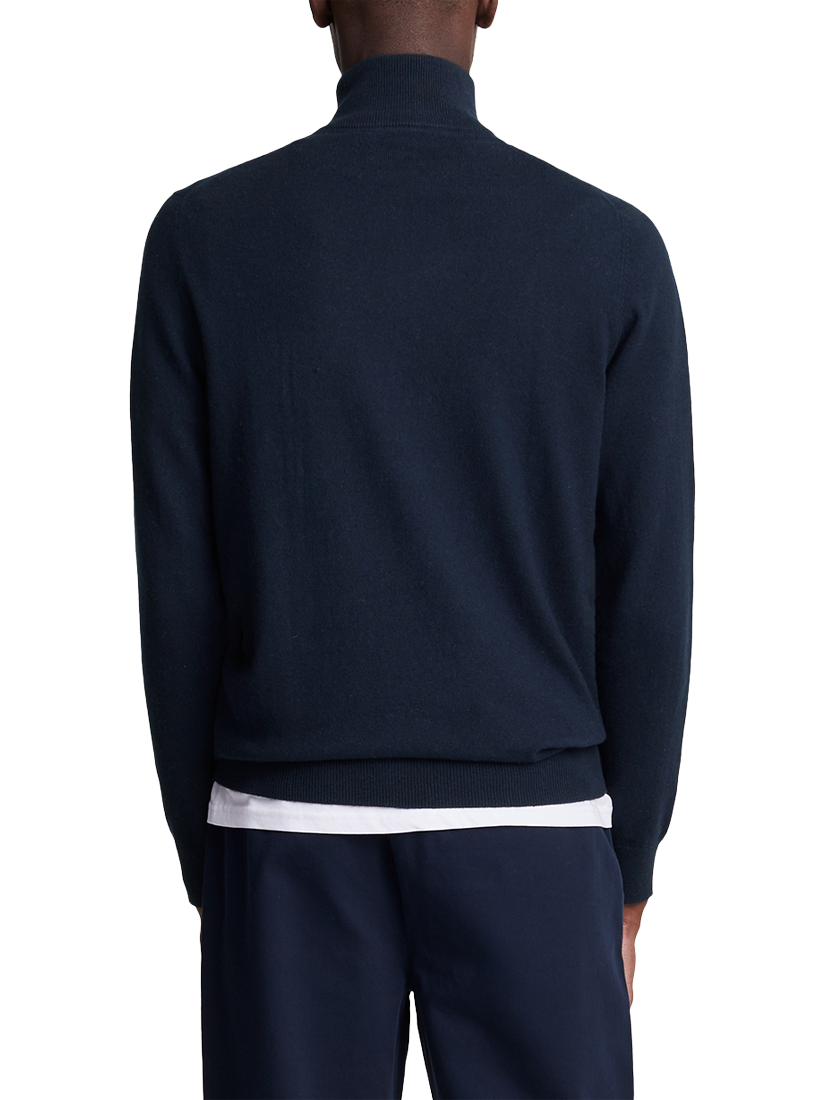 Product image 3 of 5, which shows Lyle & Scott Half Zip Cotton Merino Wool Blend Jumper, Dark Navy, XXL