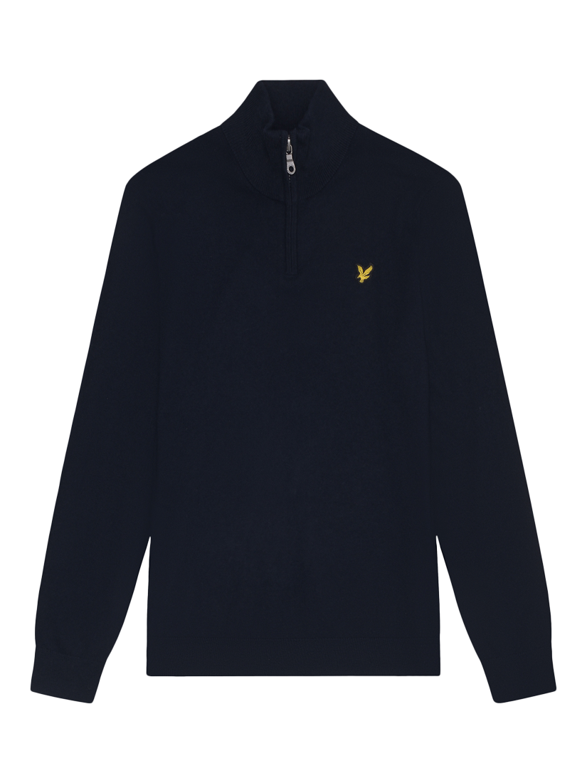 Product image 5 of 5, which shows Lyle & Scott Half Zip Cotton Merino Wool Blend Jumper, Dark Navy, XXL