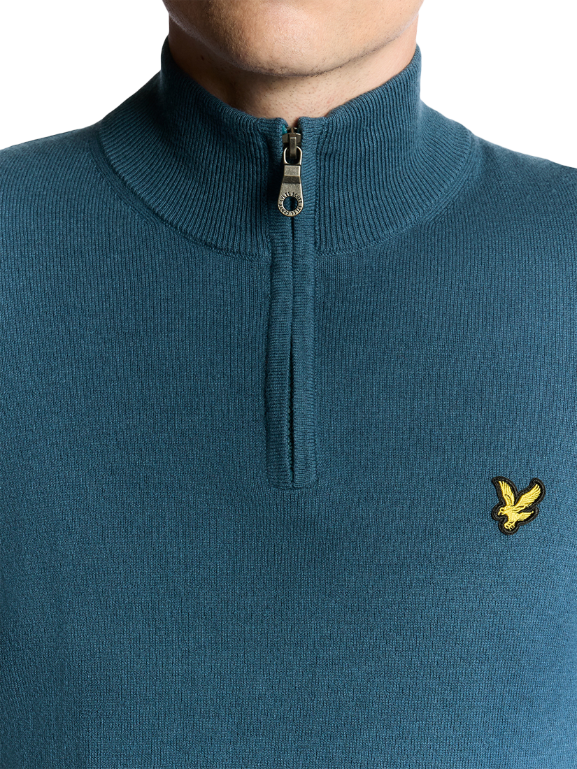 Product image 3 of 6, which shows Lyle & Scott Half Zip Cotton Merino Wool Blend Jumper, Deep Water, XS