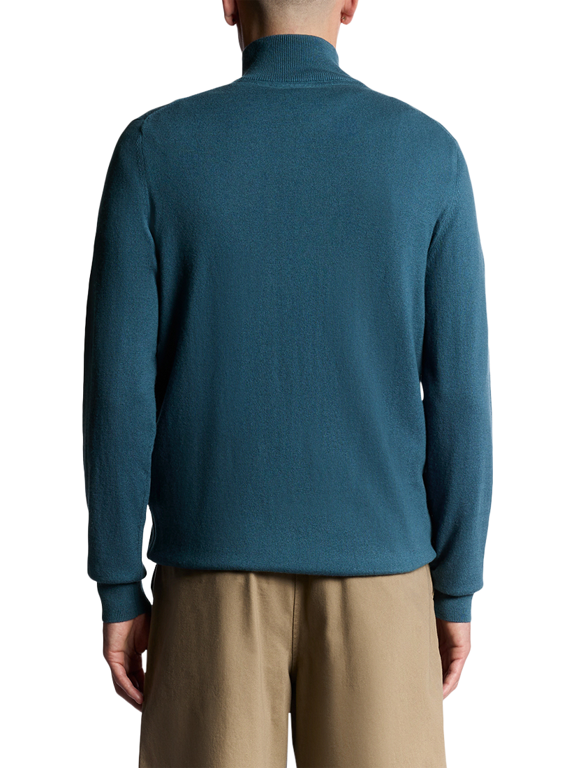 Product image 4 of 6, which shows Lyle & Scott Half Zip Cotton Merino Wool Blend Jumper, Deep Water, XS