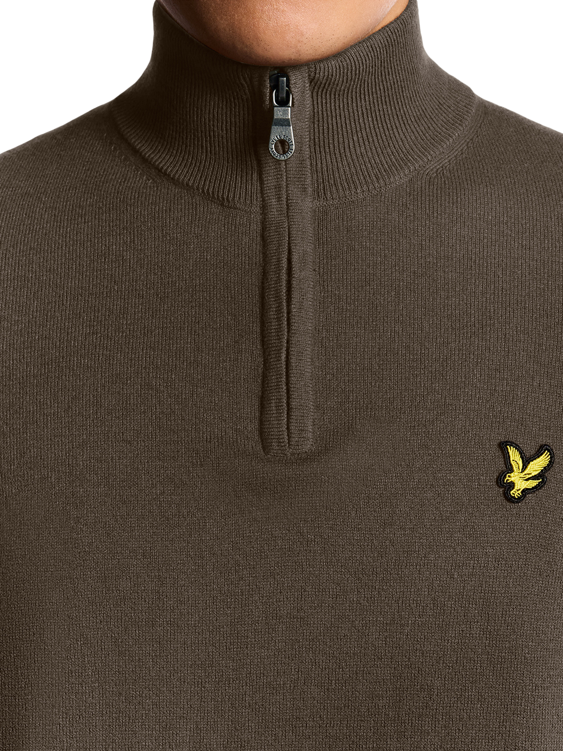 Product image 3 of 6, which shows Lyle & Scott Half Zip Cotton Merino Wool Blend Jumper, Espresso, XS