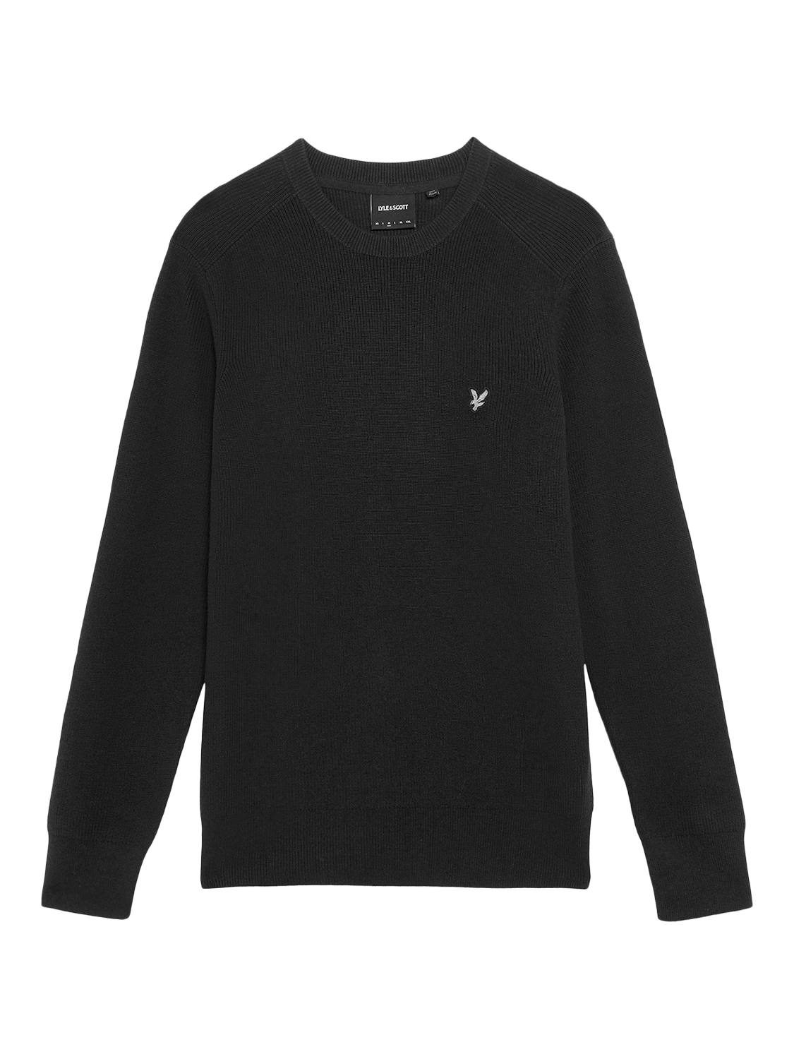 Product image 5 of 6, which shows Lyle & Scott Engineered Rib Cotton Blend Crew Neck Jumper, X002 Black Ice, XXL