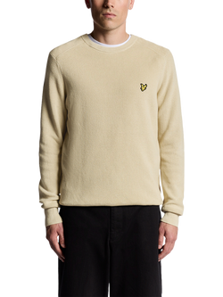 Lyle & Scott Engineered Rib Cotton Blend Crew Neck Jumper, Grey Taupe