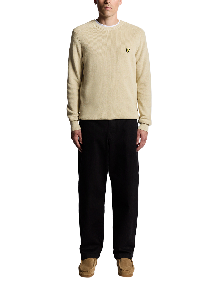 Product image 2 of 6, which shows Lyle & Scott Engineered Rib Cotton Blend Crew Neck Jumper, Grey Taupe, XXL