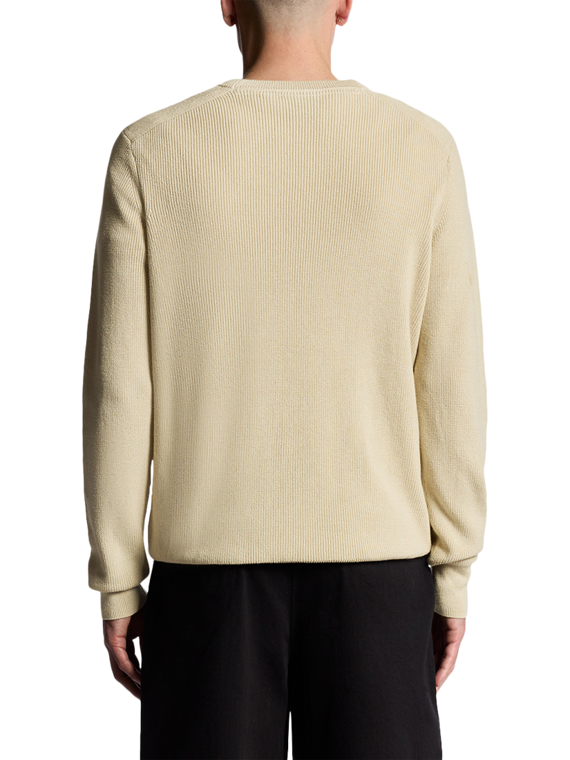 Product image 4 of 6, which shows Lyle & Scott Engineered Rib Cotton Blend Crew Neck Jumper, Grey Taupe, XXL