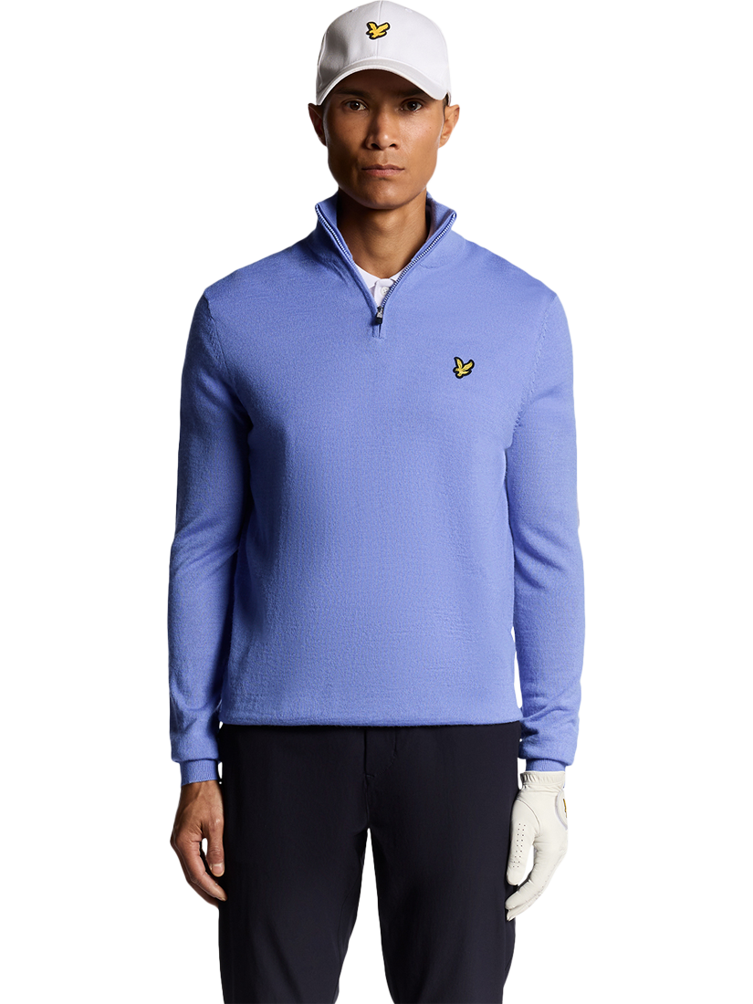 Product image 1 of 6, which shows Lyle & Scott Golf Half Zip Wool Blend Jumper, Moonlight, XS