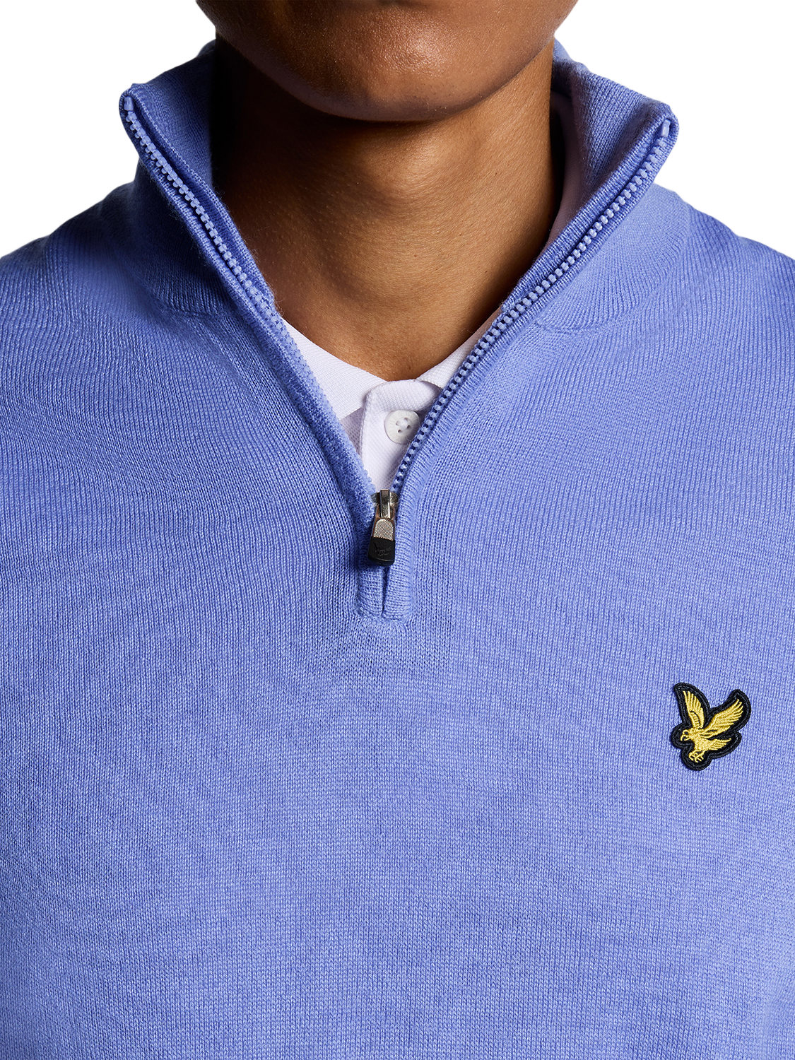 Product image 3 of 6, which shows Lyle & Scott Golf Half Zip Wool Blend Jumper, Moonlight, XS