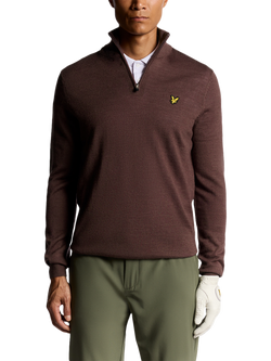 Lyle & Scott Golf Half Zip Wool Blend Jumper, Berry
