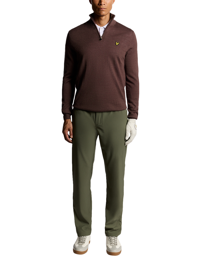 Product image 2 of 6, which shows Lyle & Scott Golf Half Zip Wool Blend Jumper, Berry, XS