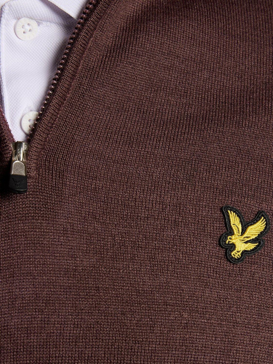 Product image 6 of 6, which shows Lyle & Scott Golf Half Zip Wool Blend Jumper, Berry, XS