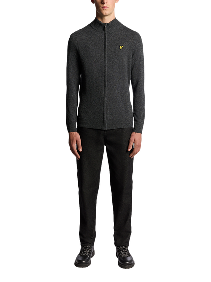 Lyle & Scott Zip Front Lambswool Blend Jumper - view 2, 398 Charcoal Marl