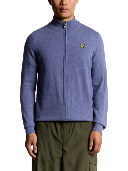 Lyle & Scott Zip Front Lambswool Blend Jumper, Graystone Marl