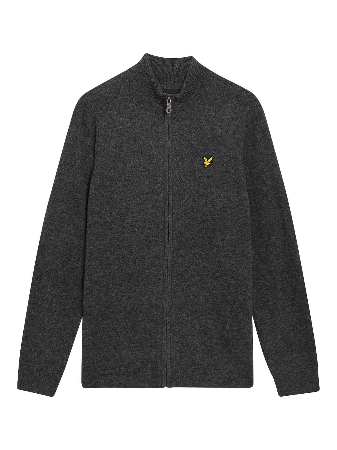 Product image 5 of 6, which shows Lyle & Scott Lambswool Blend Zip Through Cardigan, Charcoal Marl, XXL