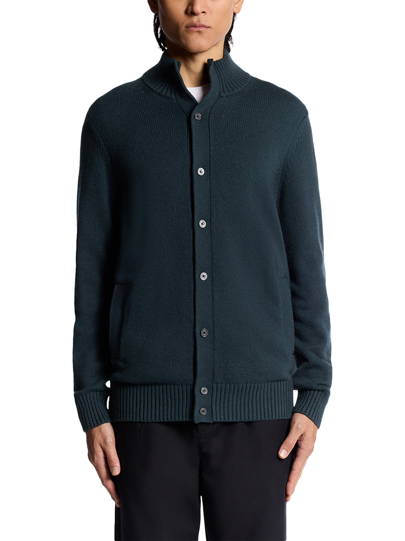Product image 1 of 6, which shows Lyle & Scott Military Cotton Blend Cardigan, Carbon, XS