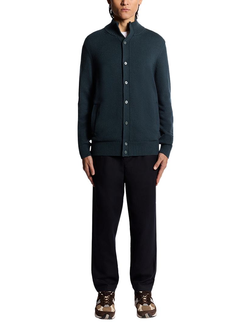 Product image 2 of 6, which shows Lyle & Scott Military Cotton Blend Cardigan, Carbon, XS